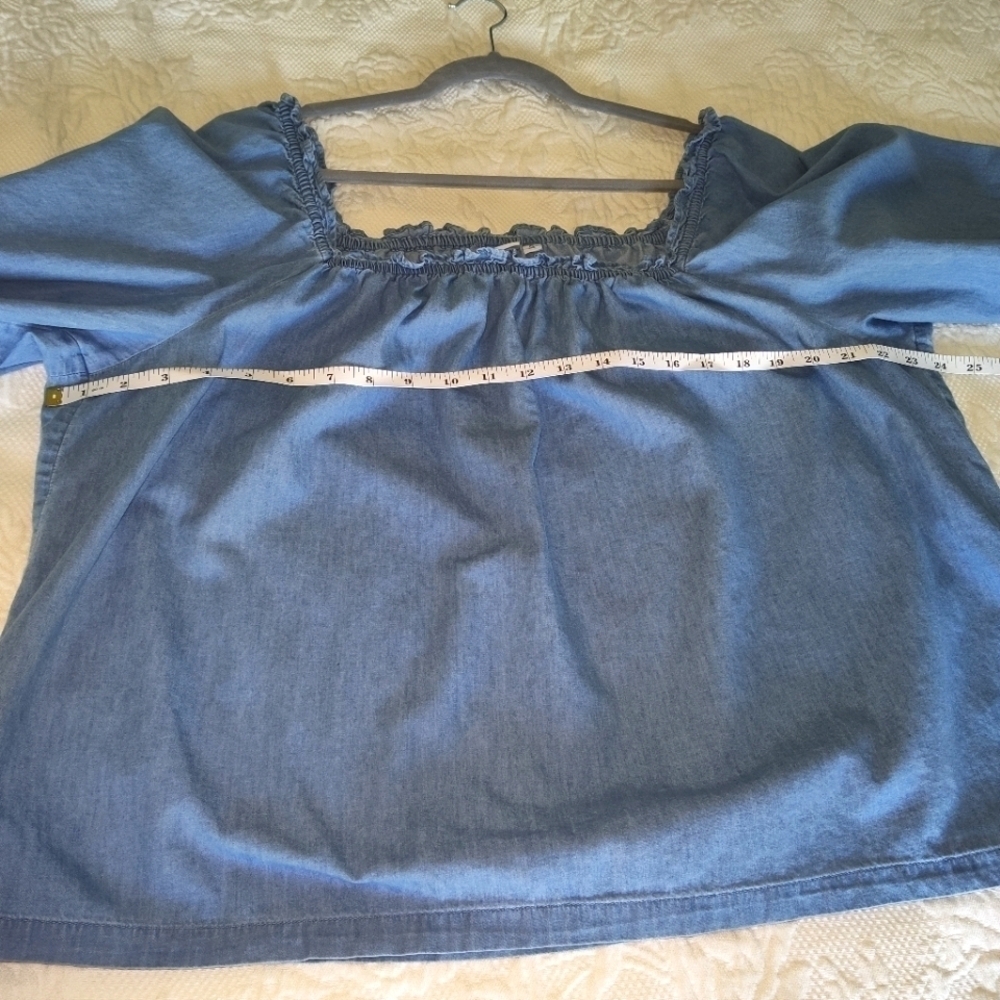 Gap Relaxed Denim Square neck Top size XL - Picture 8 of 10